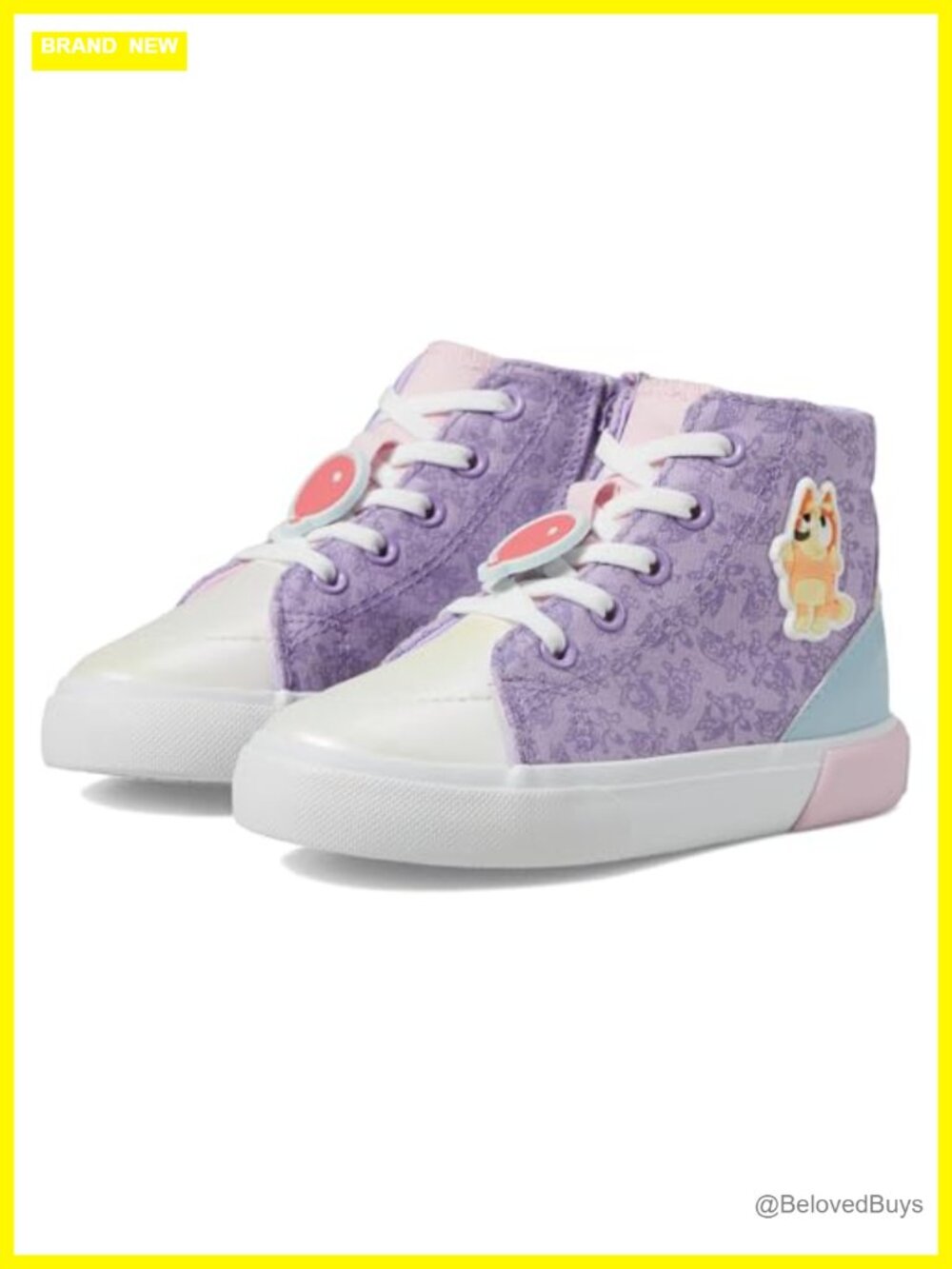 Ground Up Bluey High-Top Sneakers Watercolor Canvas Pearlized PU Toddler
